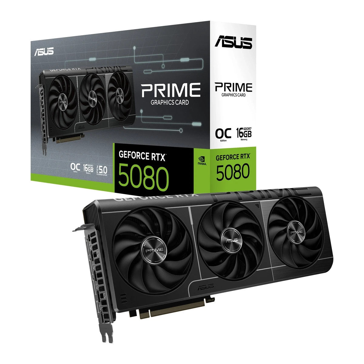 ASUS Prime -RTX5080-O16G, GeForce RTX 5080, 16 GB, GDDR7, 256 bit, 7680 x 4320 p