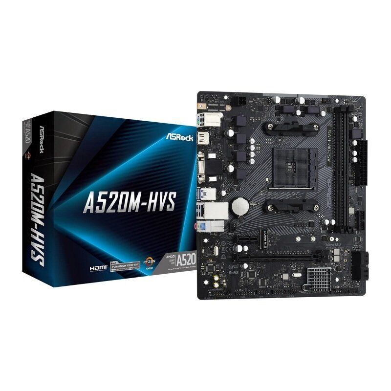 ASRock A520M-HVS Socket AM4 AMD Motherboard - 90-MXBE60-A0UAYZ