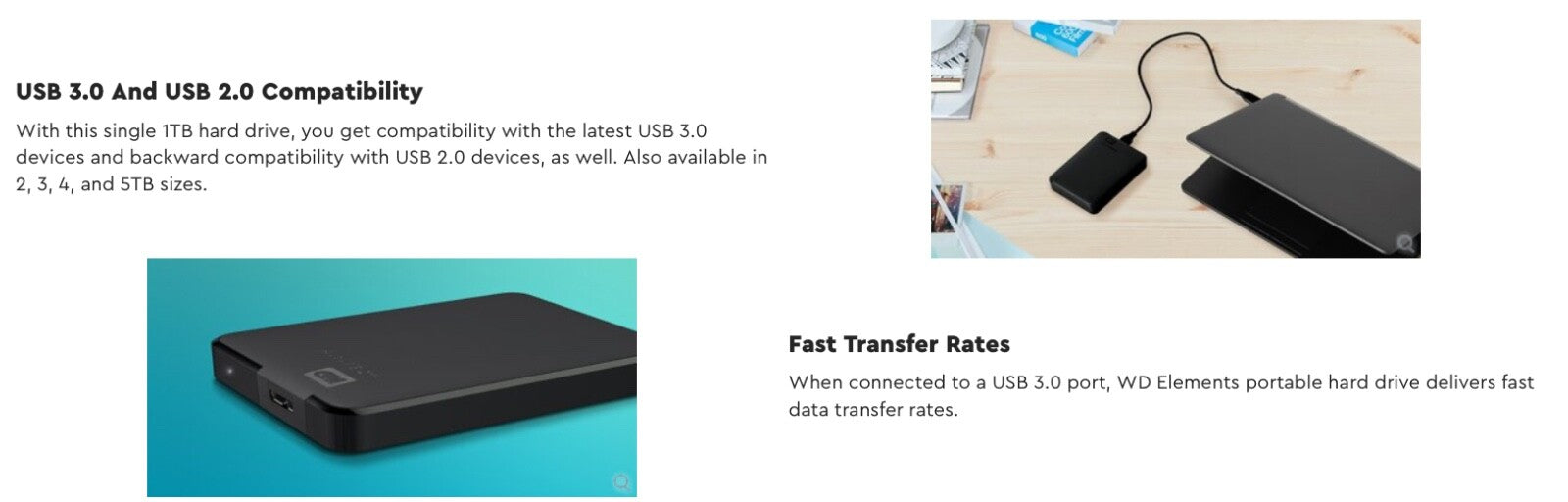 Western Digital Elements WDBU6Y0020BBK-WESN 2TB Portable External Hard Disk - Bl