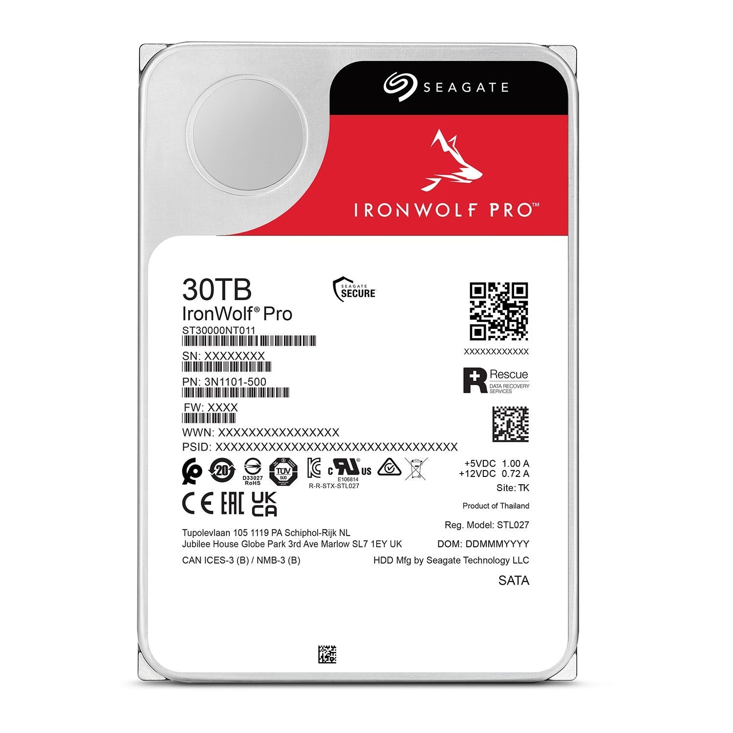 Seagate IronWolf Pro ST30000NT011 NAS Hard Drive, 3.5", SATA III 6Gb/s, 7200rpm,