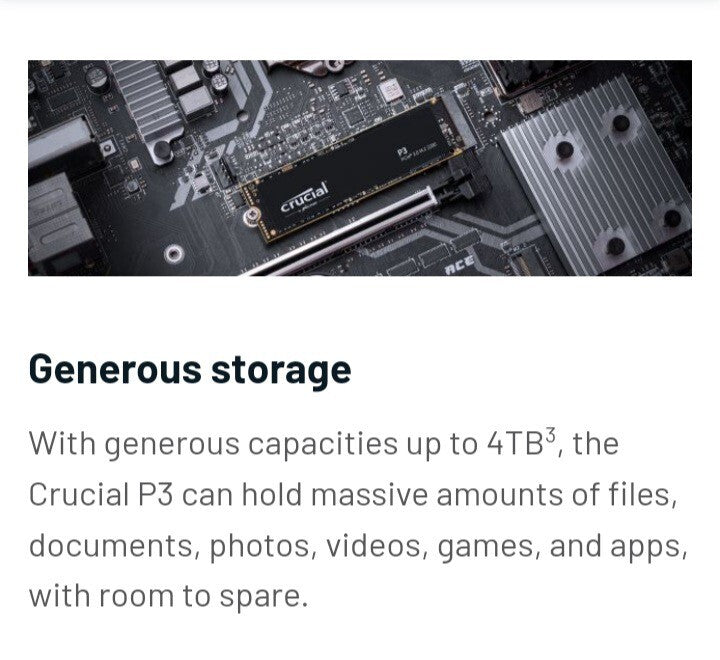Crucial P3 1TB 3.0 NAND NVMe PCIe M.2 SSD.Brand New Sealed.