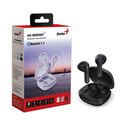 Genius HS-M905BT TWS True Wireless Earbuds, Touch Control Wireless Charging Case
