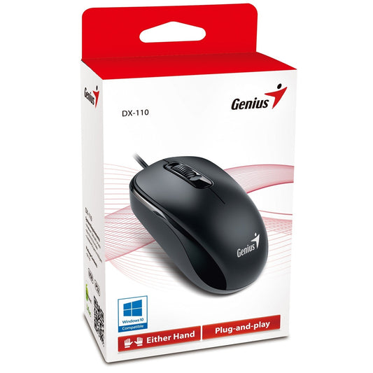 Genius DX-110 Wired USB Optical Mouse 1000 DPI 3-Button Scroll Black PC Mac