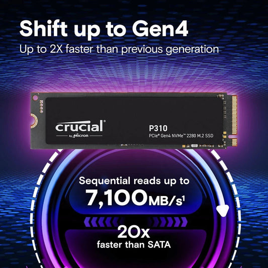 1TB Crucial P310, M.2 (2280) PCIe 4.0 (x4) NVMe SSD, 7100MB/s Read, 6000MB/s Wri