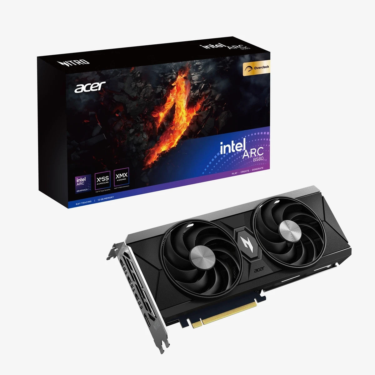 Acer Nitro Intel Arc B580 OC, Arc B580, 12 GB, GDDR6, 192 bit, 7680 x 4320 pixel