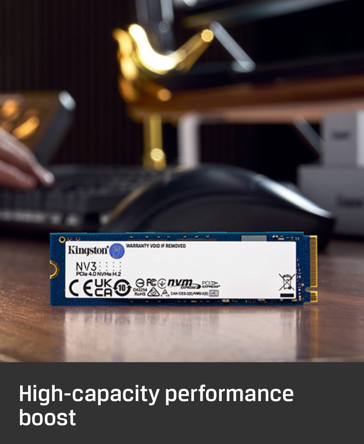 Kingston 500GB NV3 SSD M.2 (2280), NVMe, PCIe 4.0 (x4), 5000MB/s R, 3000MB/s W