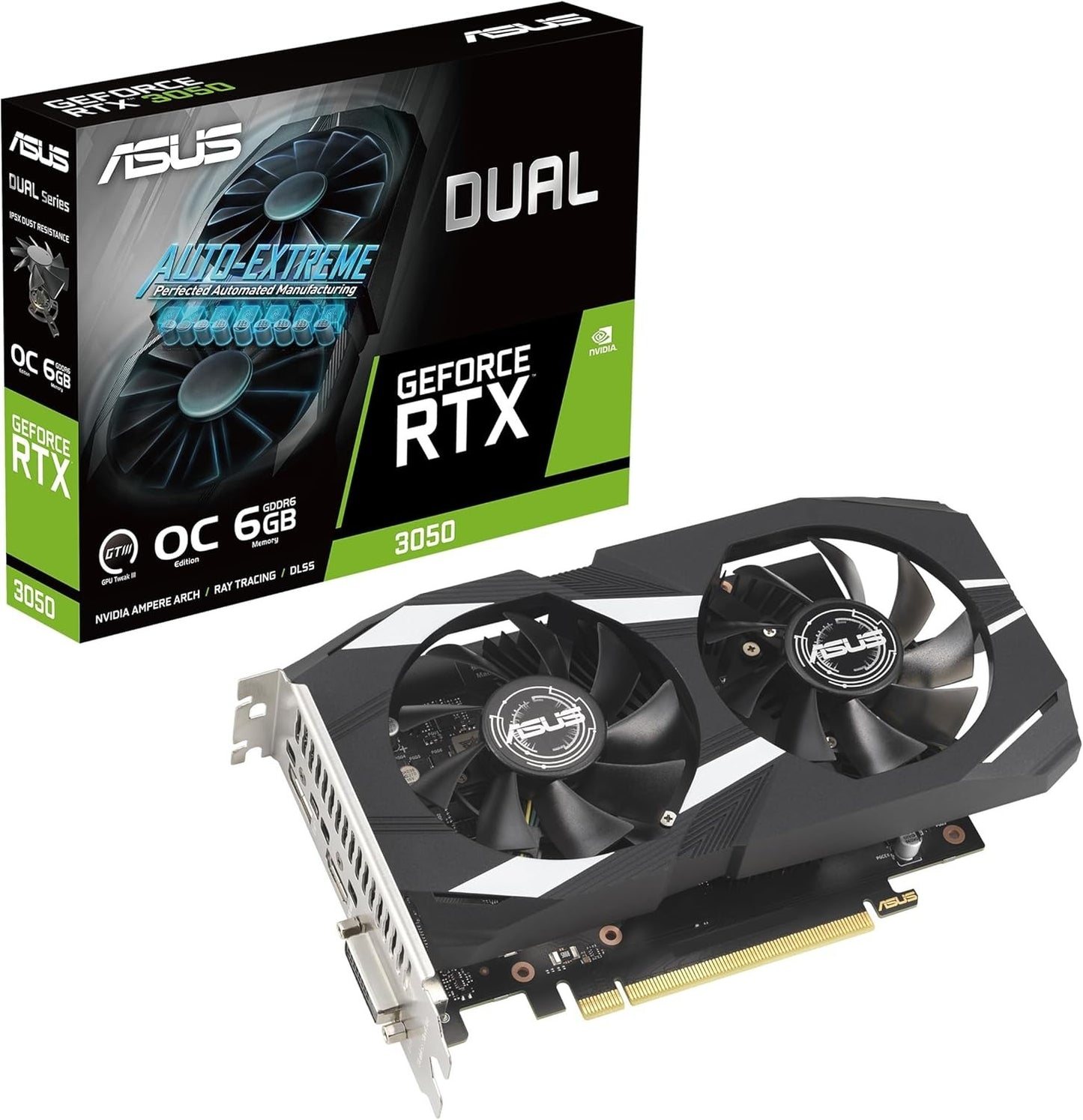 ASUS GeForce RTX 3050 6G DUAL OC Gaming Graphics Card 1537MHz Boost Clock, GDDR6