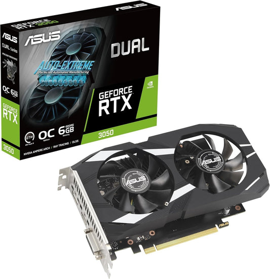 ASUS GeForce RTX 3050 6G DUAL OC Gaming Graphics Card 1537MHz Boost Clock, GDDR6