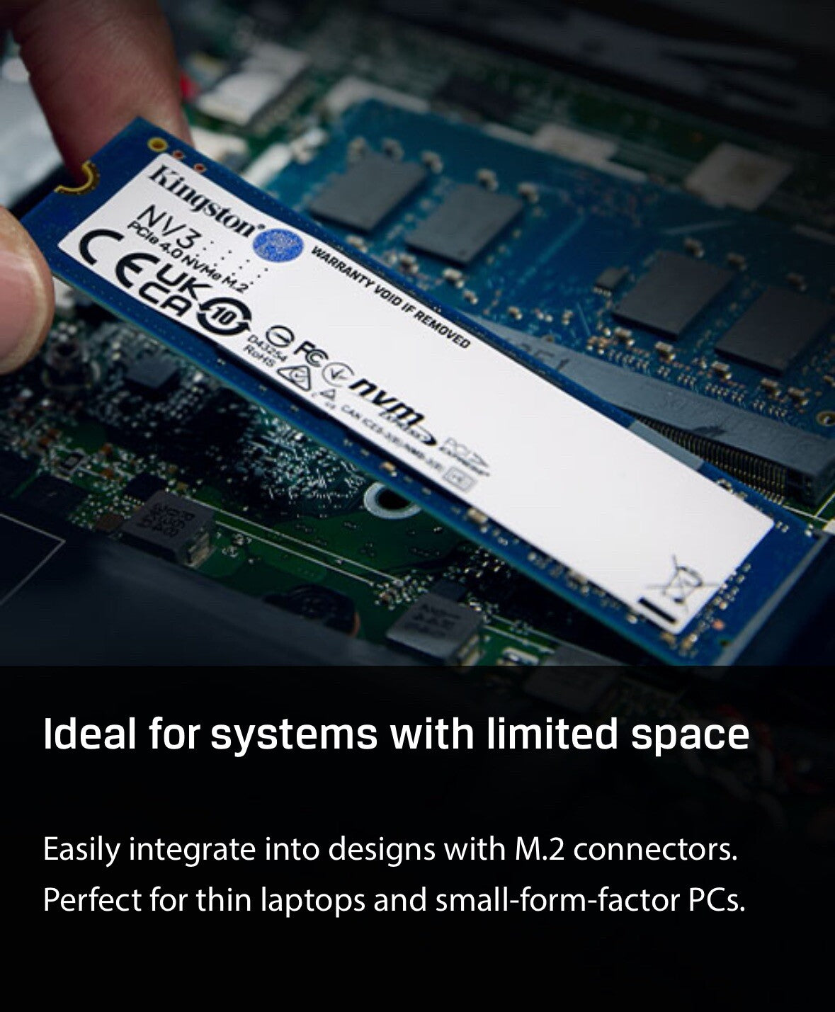 Kingston 500GB NV3 SSD M.2 (2280), NVMe, PCIe 4.0 (x4), 5000MB/s R, 3000MB/s W