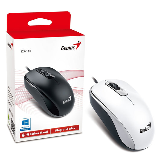 Genius DX-110 Wired USB Mouse 1000DPI Optical Tracking 3 Buttons White